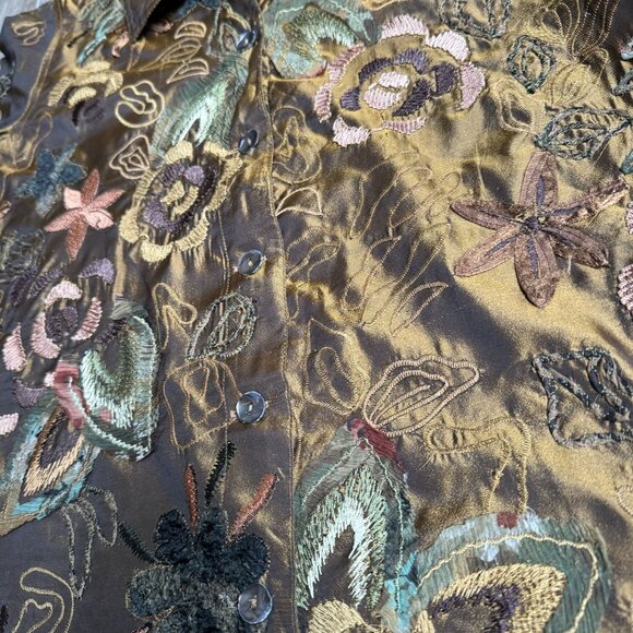 Vintage Laura Ashley Jacket Womens‎ Embroidered Floral M Boho Gypsy Hippie Light - Picture 4 of 8